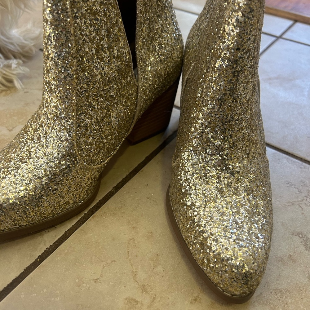 Glittery Gold Ankle Boots - Picture 3 of 4